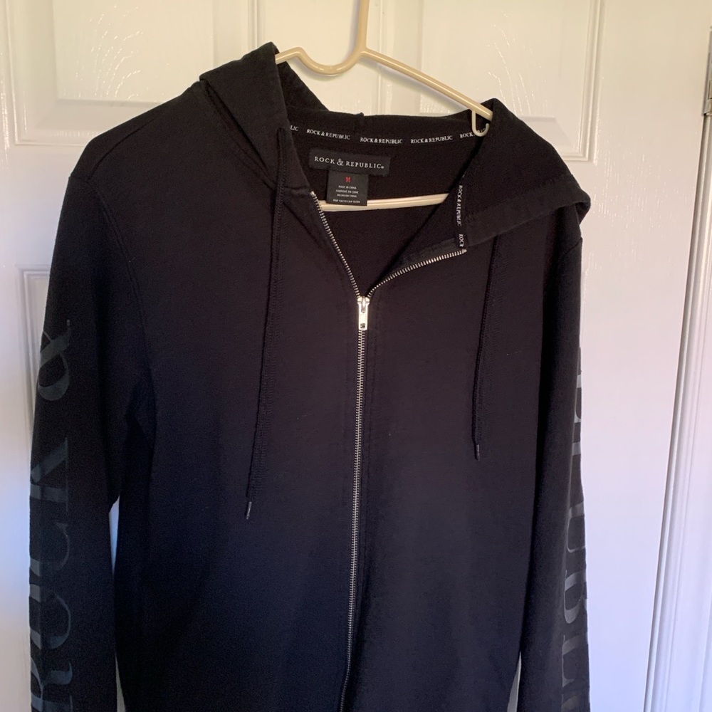 Rock & Republic Men's Zip-Up Black Sweater